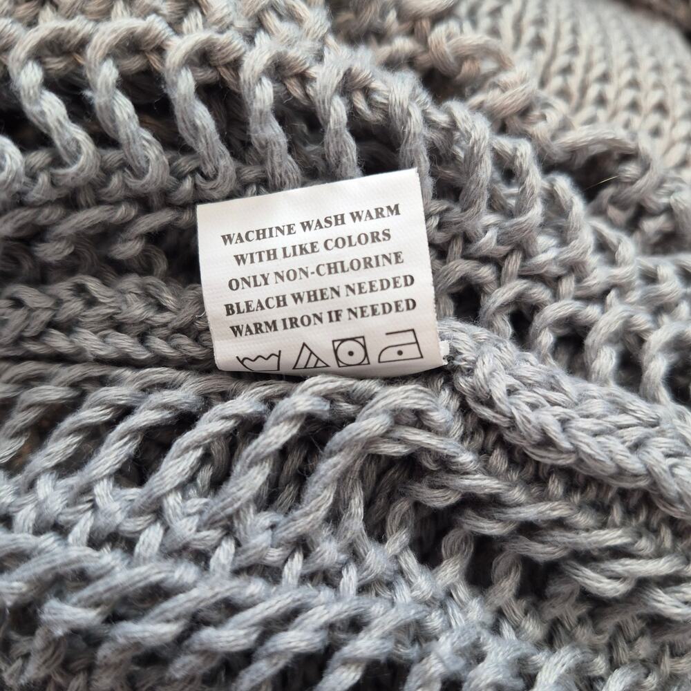 Miss Sparkling Sweater Grey Open Knit Crochet Crop Long Sleeve Women's Size S - Picture 10 of 10